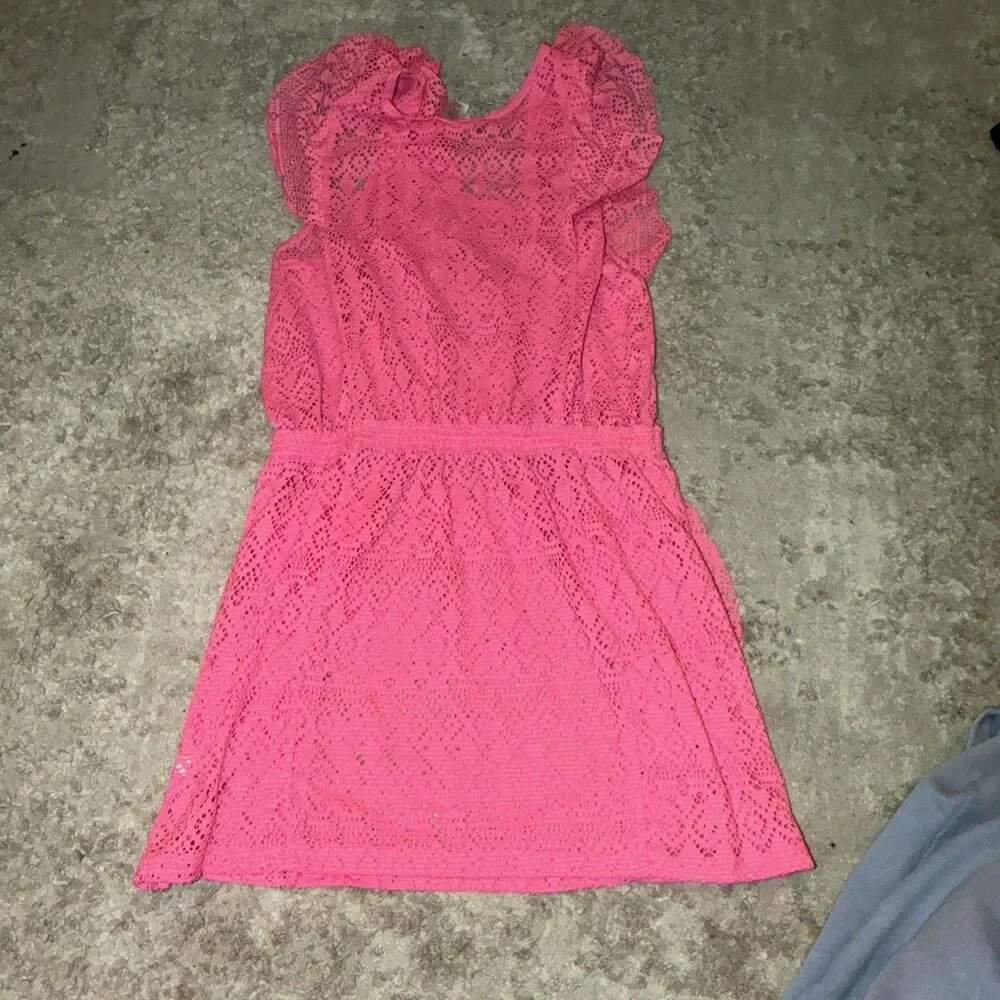 Justice Girls Pink Lace Swimsuit Cover-Up (Pull Over) Size 14